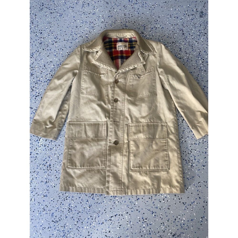 Vintage Zero King Overcoat Mens 44 Brown Wool USA Plaid‎ Lined Missing Button